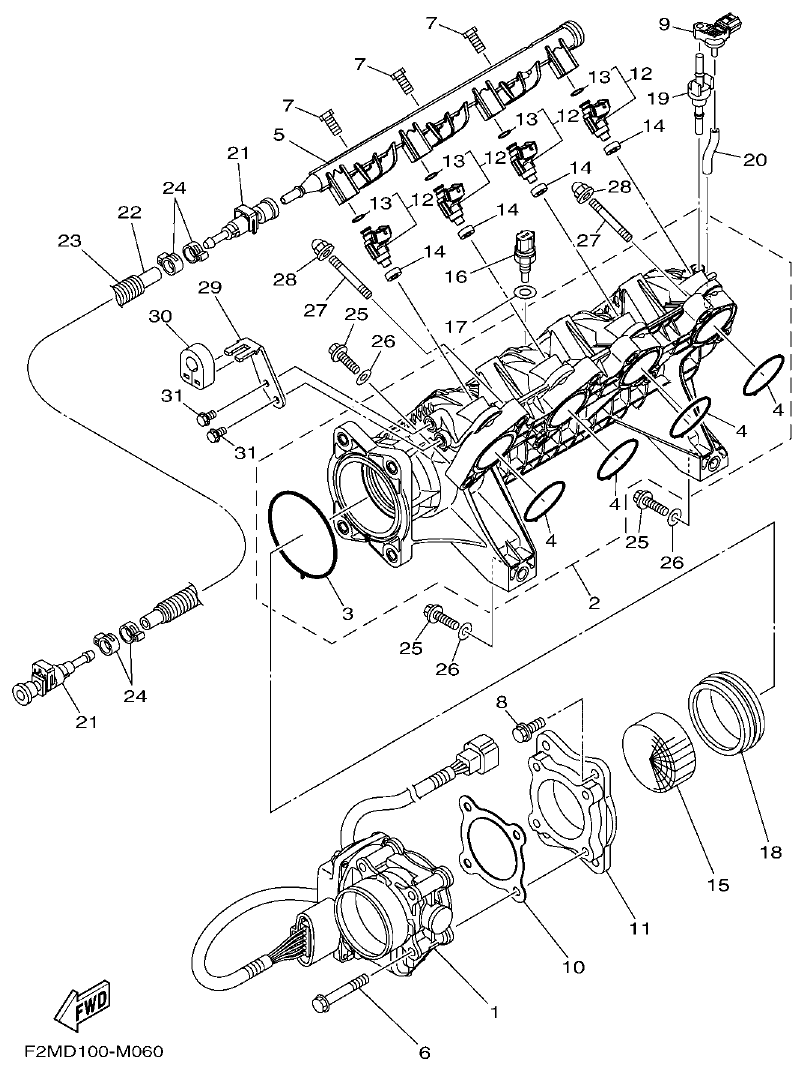 Yamaha F2ML INTAKE 1 parts diagram